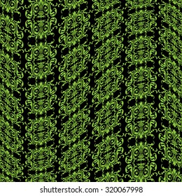 warped damask pattern green black