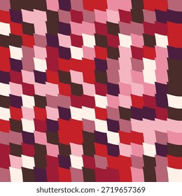 Warped Distorted Checkerboard Geometric Seamless Pattern Background Abstract Trippy Optical Illusion Grid Texture in Red Pink and Brown for Modern Textile Print and Retro Groovy Wallpaper Design