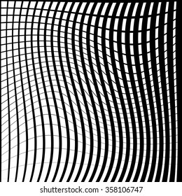 Warped, distorted lines abstract monochrome pattern / background. For your designs