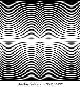 Warped, distorted lines abstract monochrome pattern / background. For your designs