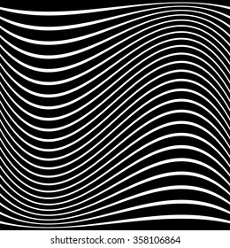 Warped, distorted lines abstract monochrome pattern / background. For your designs