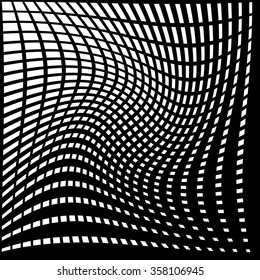 Warped, distorted lines abstract monochrome pattern / background. For your designs