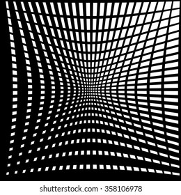 Warped, distorted lines abstract monochrome pattern / background. For your designs