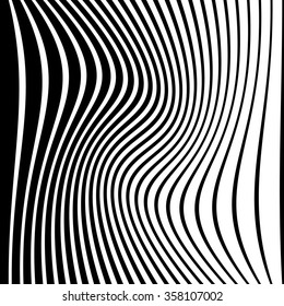 Warped, distorted lines abstract monochrome pattern / background. For your designs