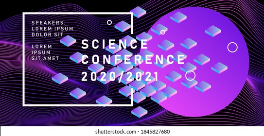 Warped and distorted neon grid on dark background. Abstract technology illustration for poster, cover.