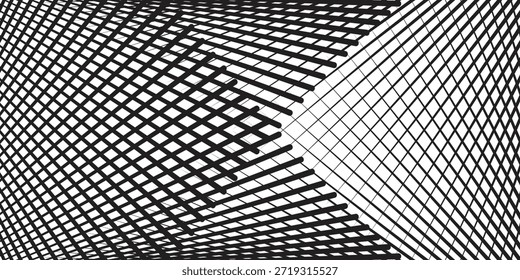 Malla de rejilla cinética deformada: fondo de rejilla de rombo de perspectiva op art.
