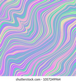 Warped lines colorful retro vector background. Modern abstract creative backdrop with multicolor variable width stripes. Twisted stripes optical illusion. Moire waves.