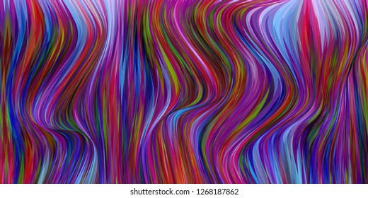 Warped lines colorful vector background. Modern abstract creative backdrop with multicolor stripes. Curly stripes surreal texture.