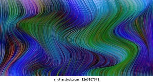 Warped lines colorful vector background. Modern abstract creative backdrop with multicolor stripes. Curly stripes surreal texture.