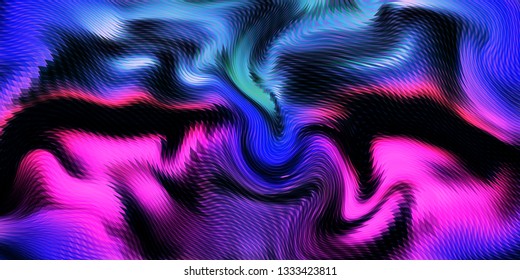 Warped lines colorful vector background. Modern abstract creative backdrop with wavy stripes. Curly stripes surreal texture. Optical effect.