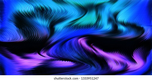 Warped lines colorful vector background. Modern abstract creative backdrop with wavy stripes. Curly stripes surreal texture. Optical effect.