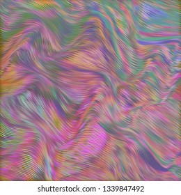 Warped lines colorful vector background. Contemporary creative template with wavy stripes. Curly stripes fantasy cute texture. Candy colors.  Optical effect. Abstract surreal composition.