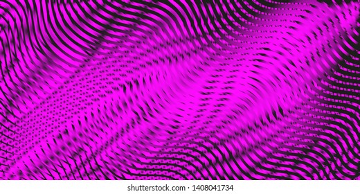Warped lines gradient colorful vector background. Contemporary creative template with wavy stripes. Curly stripes fantasy texture. Candy pink colors.