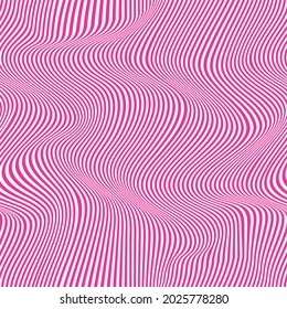 Warped Lines In Pink. Vector Seamless Pattern