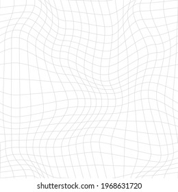 Warped monochrome grid pattern. Seamless vector