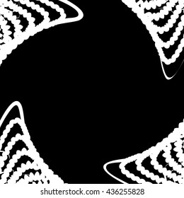 Warped spirally rotating abstract artistic monochrome background with ripply, wavy lines. Geometric image