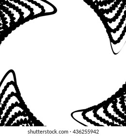 Warped spirally rotating abstract artistic monochrome background with ripply, wavy lines. Geometric image