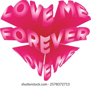 Warped text into the heart shape, Text wrap effect, vector illustration