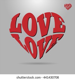 Warped text into the shape. Text wrap effect. Heart created with envelope distort feature.