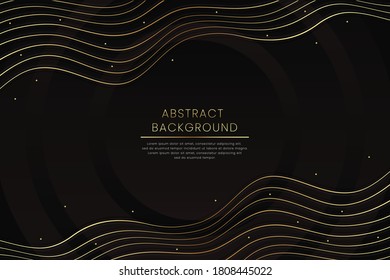 Warped waving lines black gold background