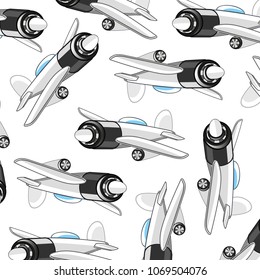 Warplane fighter on white background pattern.Vector illustration