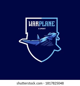 Warplane mascot logo design vector with modern illustration concept style for badge, emblem and t shirt printing. Fighter for sport and e-sport team.