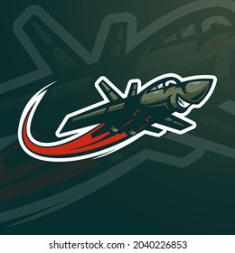 Ilustración vectorial de diseño de logotipo de mascota de avión de guerra para deportes, juegos y equipo