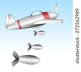 The Warplane throws the bombs.Vector illustration of the plane