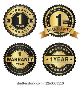 Warranty 1 Year Label Gold And Black Style