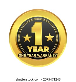 Warranty 1 year label gold and black style
