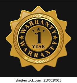 Warranty, 1 year, sticker and label vector