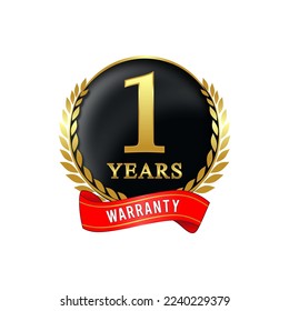 Warranty 1 years isolated vector label on white background. Guarantee service icon template