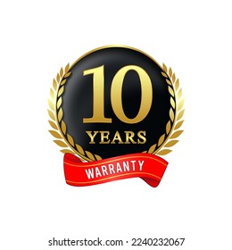 Warranty 10 years isolated vector label on white background. Guarantee service icon template