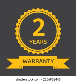 Warranty 2 years label yellow and black style vector 