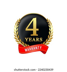 Warranty 4 years isolated vector label on white background. Guarantee service icon template