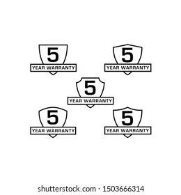 warranty 5 year icon, symbol design template