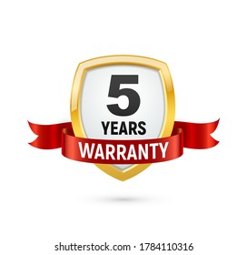 Warranty 5 years isolated vector label on white background. Guarantee service icon template