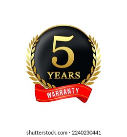 Warranty 5 years isolated vector label on white background. Guarantee service icon template