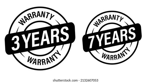 warranty abstract  '3 years warranty   7 years waranty' vecor set  black in color
