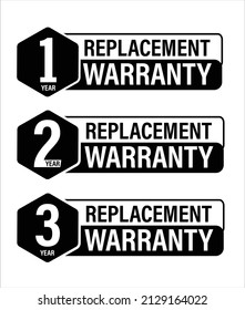 warranty abstract. one year, two year and three year replacement warranty icon set