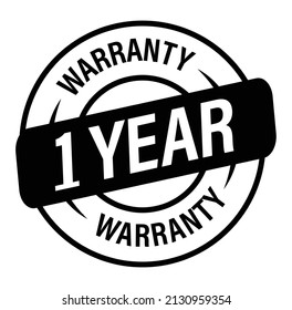 warranty abstract, one year warranty vector icon. black in color