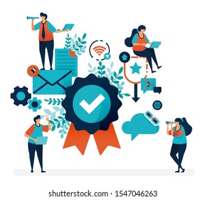 warranty badge and customer satisfaction guarantee. quality verification and confirmation. simple tick symbol vector illustration for landing page, web, banner, template, mobile apps, flyer, poster