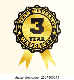 Warranty Badge - Gold Ribbon Design for Quality Assurance and Product Warranty 