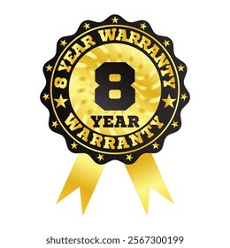 Warranty Badge - Gold Ribbon Design for Quality Assurance and Product Warranty 