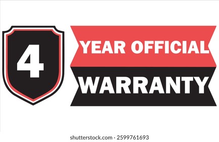 Warranty badge for product packaging warranty sticker, Warranty stamp, seal. Vector badge, icon template. Illustration isolated on white background.