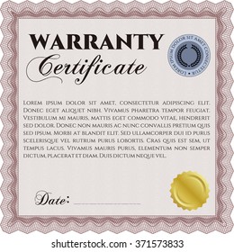 Certificado de garantía. Con fondo. Marco complejo. Muy Detallado. 