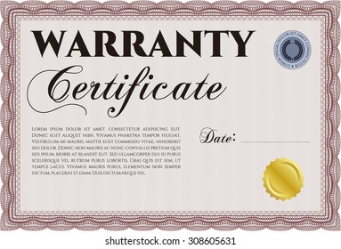 Warranty Certificate. With background. With sample text. Very Customizable. 