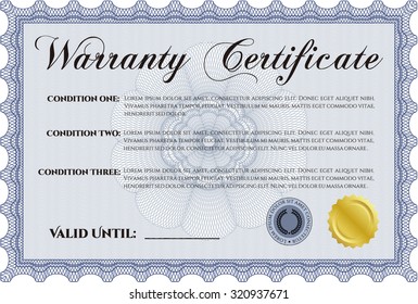 Warranty Certificate. Complex border. Easy to print. Perfect style. 