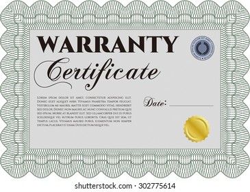 Certificado de garantía. Borde complejo. Estilo perfecto. Con texto de ejemplo. 