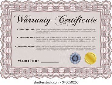 Warranty Certificate Complex Border Very Detailed Stock Vector (Royalty ...